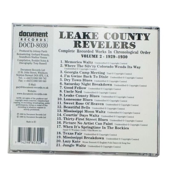LEAKE COUNTY REVELERS - Complete Recorded Works Vol II 1929-1930 Vol 2 CD Import - Picture 2 of 4